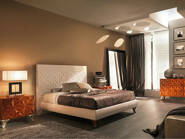 Doppelbett aus Leder mit gepolstertem Kopfteil Bizzotto Italia Diamond Fabrik Bizzotto Italia aus Italien. Foto №2