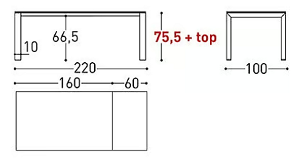 Erweiterbarer rechteckiger Tisch aus pulverbeschichtetem Aluminium VARASCHIN DOLMEN 1820, 1821, 1823, 1822, 1824 Fabrik VARASCHIN aus Italien. Foto №11