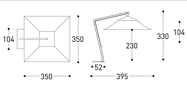 Quadratischer Gartenschirm aus anodisiertem Aluminium VARASCHIN Copacabana 4754, 4756 Fabrik VARASCHIN aus Italien. Foto №5