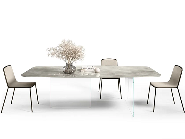 Tisch mit Glasbasis und marmorierter Xglass-Oberfläche AIR SLIM 2195X LAGO 2195X Fabrik LAGO aus Italien. Foto №1