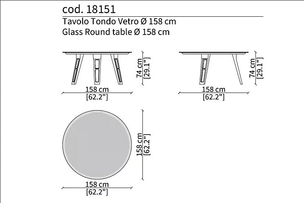 Runder Tisch aus Holz und Glas Axel Frigerio Fabrik Frigerio aus Italien. Foto №6