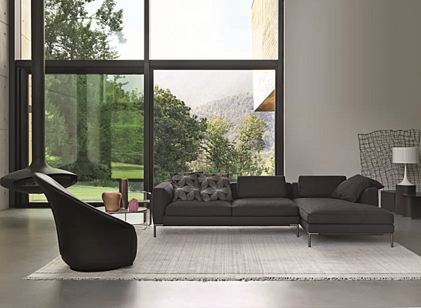 Ecksofa aus Stoff mit weicher Rückenlehne Flou Icon Fabrik Flou aus Italien. Foto №3