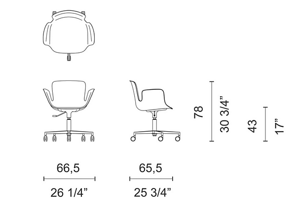 Polyethylen Bürostuhl mit Rollen und 5-Speichen-Basis Juli Cappellini Fabrik Cappellini aus Italien. Foto №9