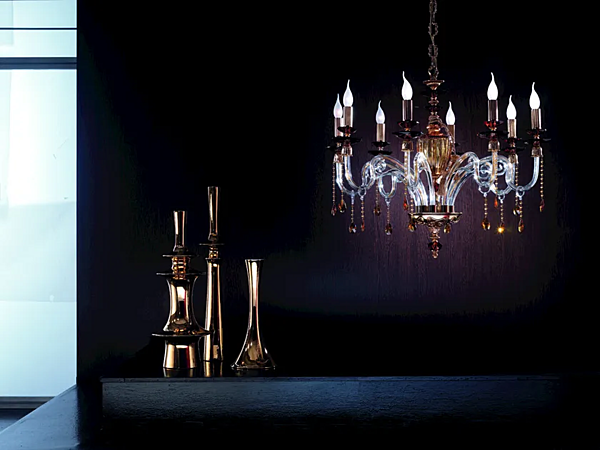 Messing Kronleuchter Elsa L8 Euroluce Lampadari Fabrik EUROLUCE LAMPADARi aus Italien. Foto №2