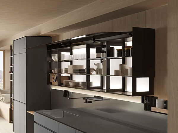 Wandmontierte Küchenzeile ohne Griffe mit Regalen VALCUCINE Aerius Fabrik VALCUCINE aus Italien. Foto №2