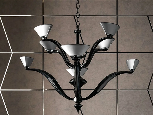 Kronleuchter aus Metall mit Glasdetails CORTEZARI Morgan 1469 Fabrik CORTE ZARI aus Italien. Foto №1