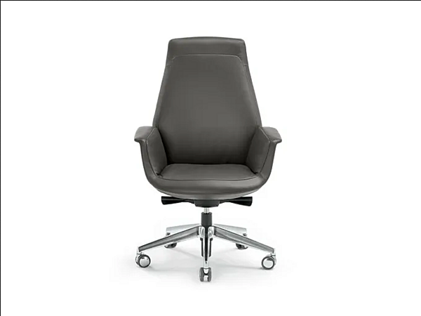 Drehstuhl aus Leder mit Rollen und 5-Stern-Basis POLTRONA FRAU Downtown Fabrik POLTRONA FRAU aus Italien. Foto №1