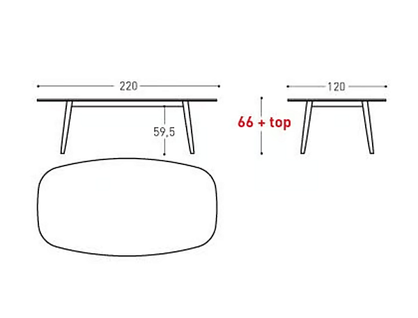 Ovaler Garten Tisch aus pulverbeschichtetem Aluminium VARASCHIN Ellisse Low 2401L, 2402L Fabrik VARASCHIN aus Italien. Foto №5