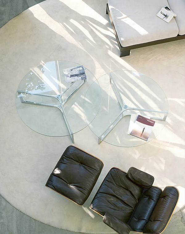 Niedriger runder Couchtisch aus Glas und Edelstahl Gallotti&Radice RAJ 1 Fabrik Gallotti & Radice aus Italien. Foto №2