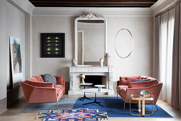 Dreisitzer Sofa mit Stoffbezug und Schlittenbasis Saba New York Suite Fabrik SABA aus Italien. Foto №11