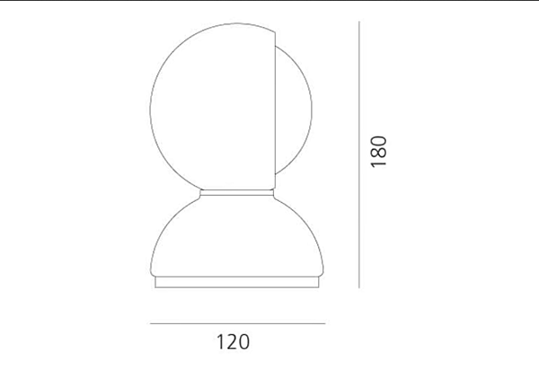 Tischlampe aus lackiertem Metall Eclisse PVD Artemide 0028130A/0028170A/0028150A/0028140A Fabrik Artemide aus Italien. Foto №7