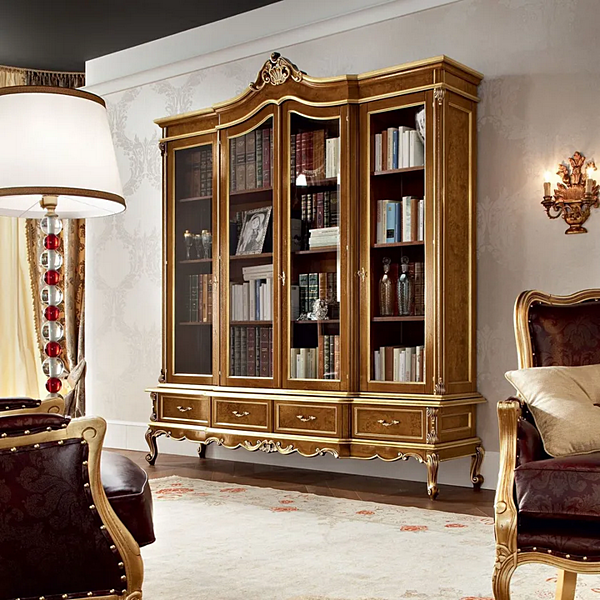 Bücherregal aus massivem Holz mit Schubladen Modenese Luxury Interiors 12301 Fabrik MODENESE GASTONE aus Italien. Foto №2