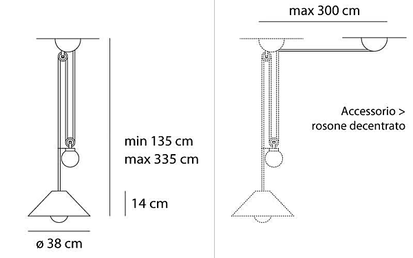 Hängelampe aus Metall mit Halogenlicht Artemide Aggregato Saliscendi Cono A089860, A089700, A033100, A089400 Fabrik Artemide aus Italien. Foto №9