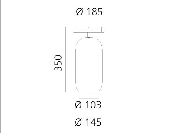 LED-Deckenlampe aus geblasenem Glas Gople Artemide Fabrik Artemide aus Italien. Foto №2