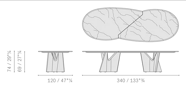 Marmortisch Esszimmer Infinitamente POLTRONA FRAU Fabrik POLTRONA FRAU aus Italien. Foto №20