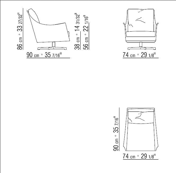 Drehstuhl mit Armlehnen und 5-Speichen-Basis FLEXFORM Boss Fabrik FLEXFORM aus Italien. Foto №2
