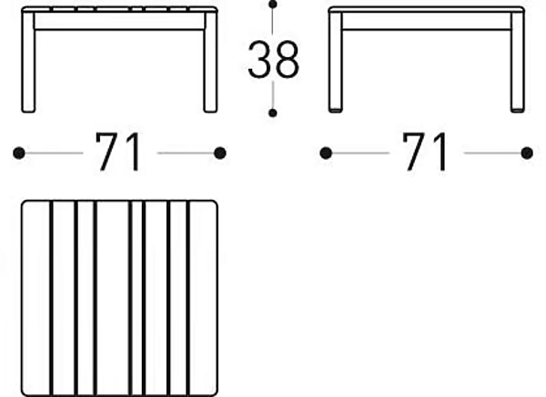 Quadratischer Beistelltisch aus Teakholz VARASCHIN Barcode 2185, 2186 Fabrik VARASCHIN aus Italien. Foto №11