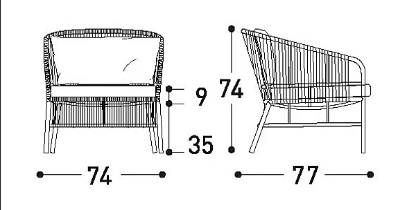 Gartenarmchair mit Armlehnen aus synthetischen Fasern VARASCHIN Cricket 2995, 2995A Fabrik VARASCHIN aus Italien. Foto №19