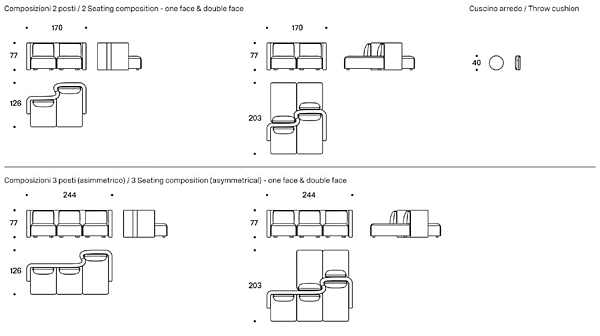 Modularer Stoffsofa Gala Saba Fabrik SABA aus Italien. Foto №19