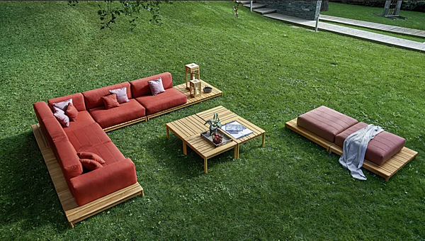 Ecksofa aus Stoff für den Garten mit weicher Rückenlehne VARASCHIN Barcode Fabrik VARASCHIN aus Italien. Foto №8