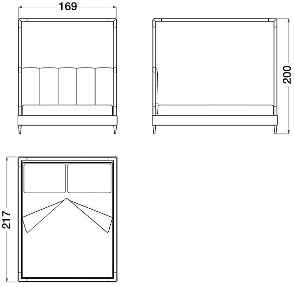 Canopy-Bett aus Nubuk und Metall Sesto Senso CPRN HOMOOD BS100, BS101, BS102 Fabrik CPRN HOMOOD aus Italien. Foto №2