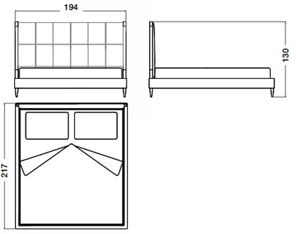 Lederbett mit gepolstertem Kopfteil Blau Mond CPRN HOMOOD B103, B104, B105 Fabrik CPRN HOMOOD aus Italien. Foto №3