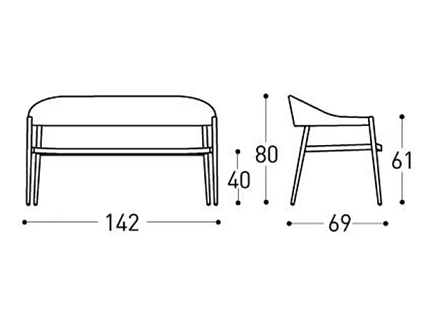 Zweisitzer Gartensofa aus pulverbeschichtetem Aluminium VARASCHIN Clever 229D25, 229D23 Fabrik VARASCHIN aus Italien. Foto №6