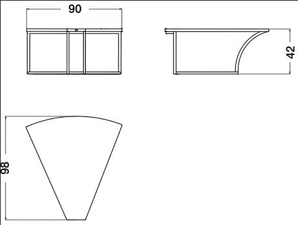 Niedriger Kaffeetisch aus Holz und Metall dreieckig Blau Mond CPRN HOMOOD B145 Fabrik CPRN HOMOOD aus Italien. Foto №2