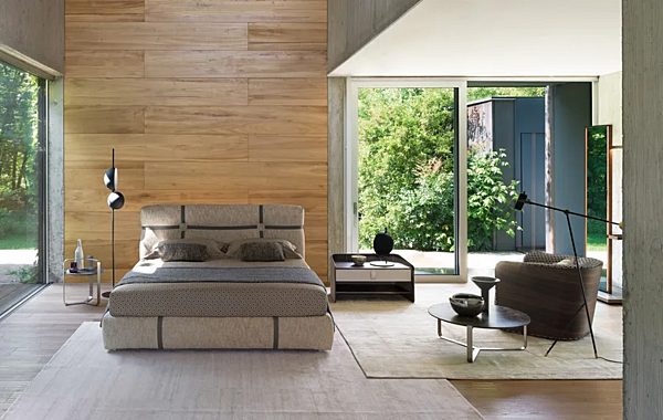 Doppelbett aus Leder mit gepolsterter Rückwand Flou New Bond Fabrik Flou aus Italien. Foto №6