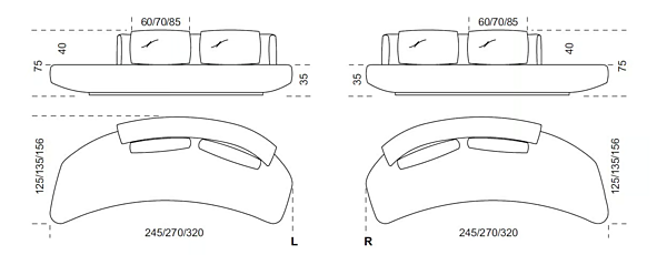 Kurviges Stoffsofa mit weicher Rückenlehne Gallotti&Radice Audrey Fabrik Gallotti & Radice aus Italien. Foto №9