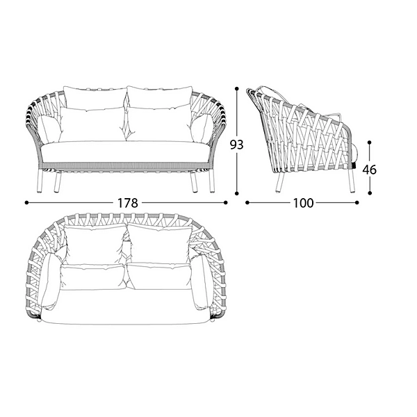 Zweisitzer Gartensofa aus Acryl mit Rückenpolster Emma Cross VARASCHIN 24840 Fabrik VARASCHIN aus Italien. Foto №11