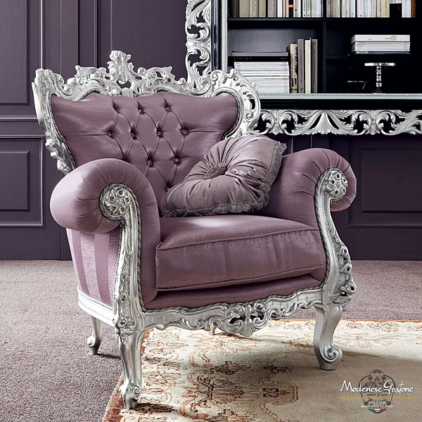 Tufted Fabric Armchair with Armrests Modenese Luxury Interiors 13411 Fabrik MODENESE GASTONE aus Italien. Foto №2
