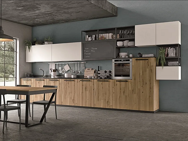 Holzküche mit Zementoberflächen LUBE CUCINE OLTRE Fabrik LUBE CUCINE aus Italien. Foto №1