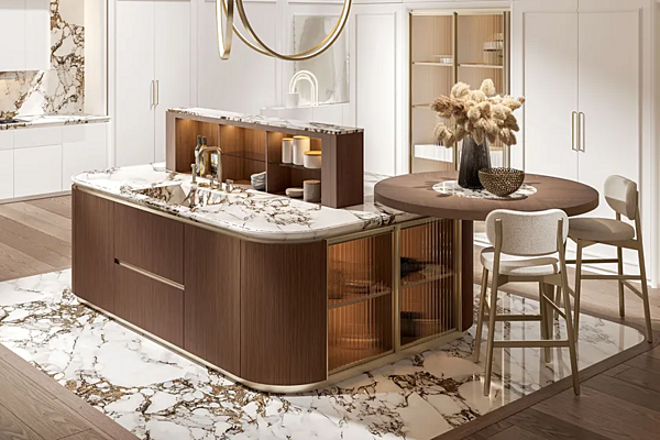 Maßgefertigte Holzküche mit Insel Radha 1 0 Old Line Fabrik Oldline aus Italien. Foto №14