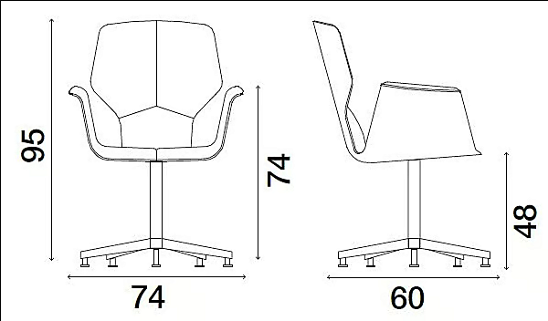 Drehstuhl aus Leder mit Armlehnen und 5-Stern-Basis FASEM Fosca Big FOSCA BIG ABF Fabrik FASEM aus Italien. Foto №13