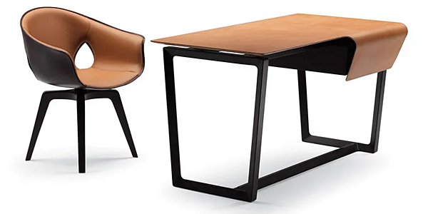 Schreibtisch aus gegerbtem Leder Fred POLTRONA FRAU Fabrik POLTRONA FRAU aus Italien. Foto №3