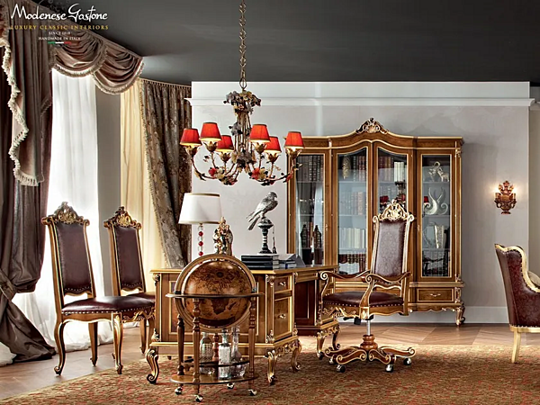 Rechteckiger Schreibtisch aus Massivholz mit Schubladen Modenese Luxury Interiors 12303 Fabrik MODENESE GASTONE aus Italien. Foto №3