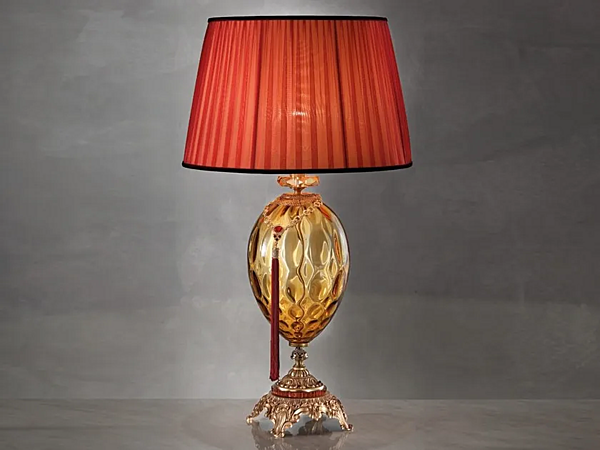 Tischlampe aus Metall mit Stoffschirm Euroluce Lampadari Adele Fabrik EUROLUCE LAMPADARi aus Italien. Foto №1