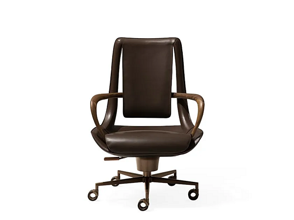 Drehstuhl aus Leder mit 5-Speichen-Basis und Armlehnen GIORGETTI CLIP 86005 Fabrik GIORGETTI aus Italien. Foto №1