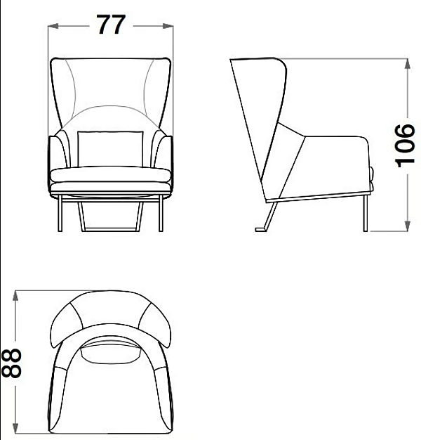 Bergere Sessel aus Leder und Stoff CPRN HOMOOD Sesto Senso S575 Fabrik CPRN HOMOOD aus Italien. Foto №2