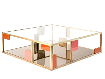 Quadratischer Couchtisch aus Messing Sunset MARIONI 02917