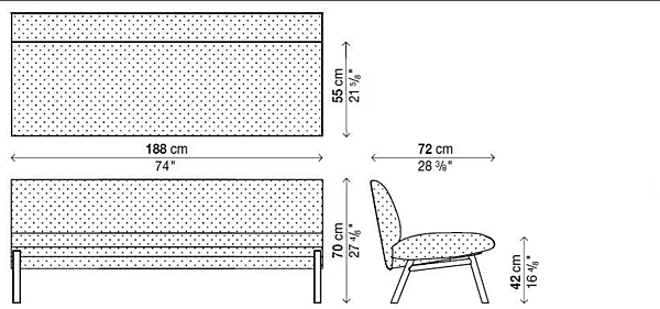 Modularer Stoffsofa Tuile System Kristalia Fabrik Kristalia aus Italien. Foto №4