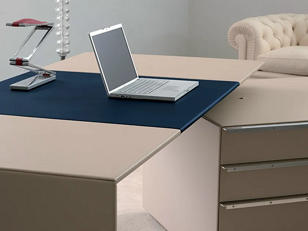 Rechteckiger Schreibtisch aus Leder mit Regalen POLTRONA FRAU C E O Cube Desk Fabrik POLTRONA FRAU aus Italien. Foto №4