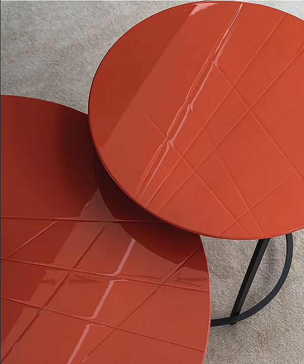 Kaffeetisch mit MDF und Reliefoberfläche Metallbasis Twist CASAMILANO Fabrik CASAMILANO aus Italien. Foto №9