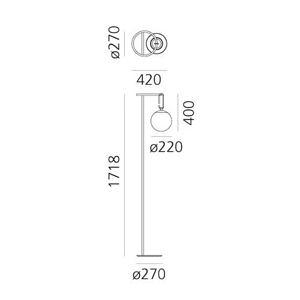 Stehlampe aus geblasenem Glas mit LED Artemide NH 1271010A Fabrik Artemide aus Italien. Foto №4