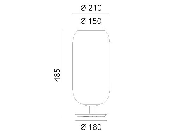 Tischlampe aus geblasenem Glas mit LED Artemide Gople Fabrik Artemide aus Italien. Foto №23