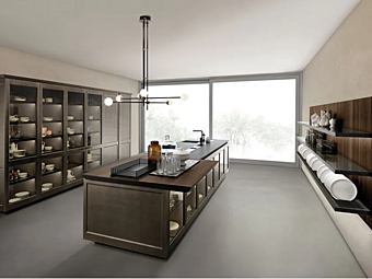 Einbauküche mit Insel aus Holz Euromobil Filo Fabrik Euromobil aus Italien