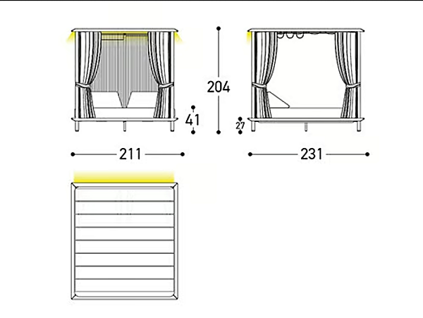 Gartenbett mit Sonnendach aus Acryl und Aluminium VARASCHIN Sunmoon Fabrik VARASCHIN aus Italien. Foto №16