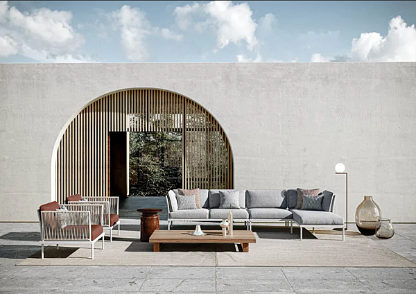 Modulares Gartensofa mit Stoffbezug und Chaiselongue Atmosphera Flash Fabrik ATMOSPHERA aus Italien. Foto №3