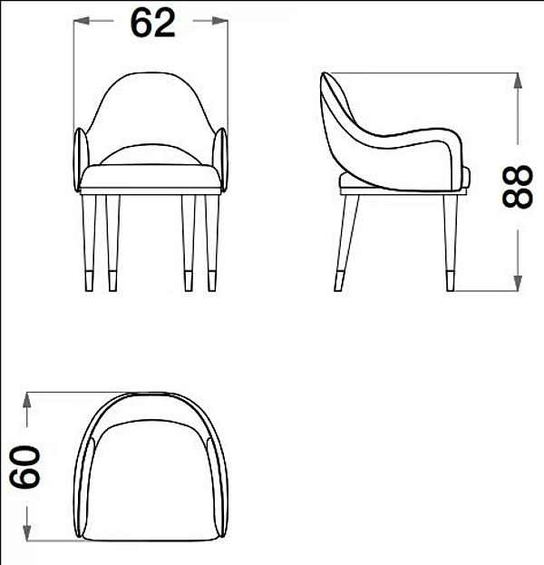 Leder und Stoffstuhl mit Armlehnen und offener Rückenlehne CPRN HOMOOD Sesto Senso S514 Fabrik CPRN HOMOOD aus Italien. Foto №3